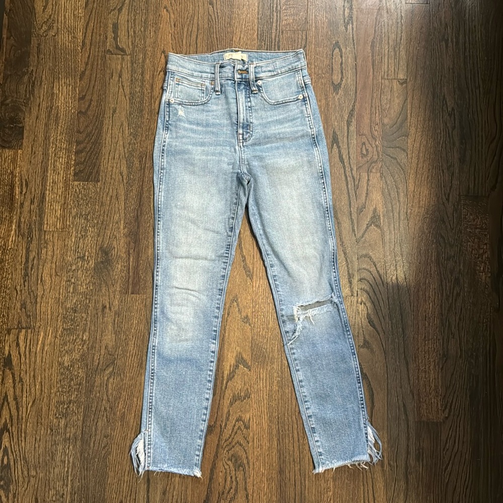 Madewell 10” High Rise Skinny Crop Split-Hem Size 24 Light Blue